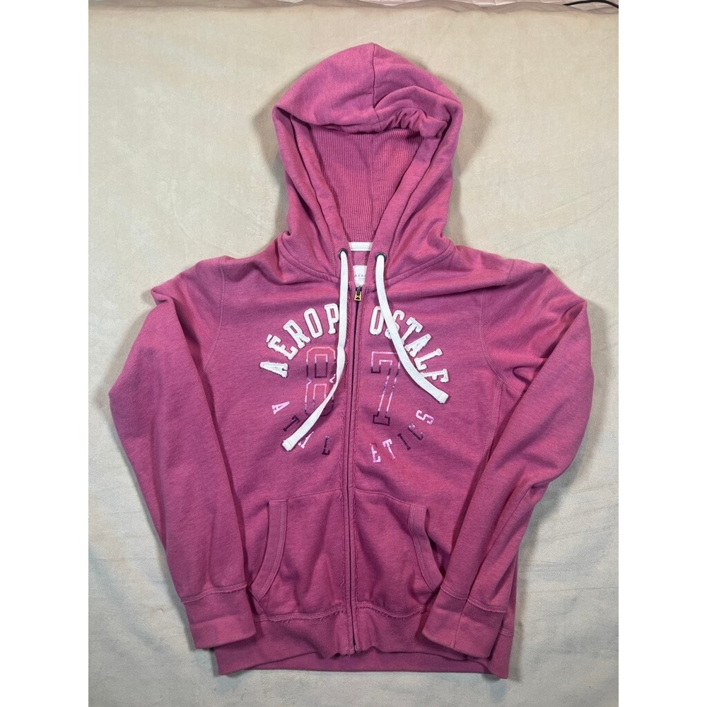 Aeropostale Pink Full Zip Hoodie Sweatshirt Women's Size L – 87 Logo
